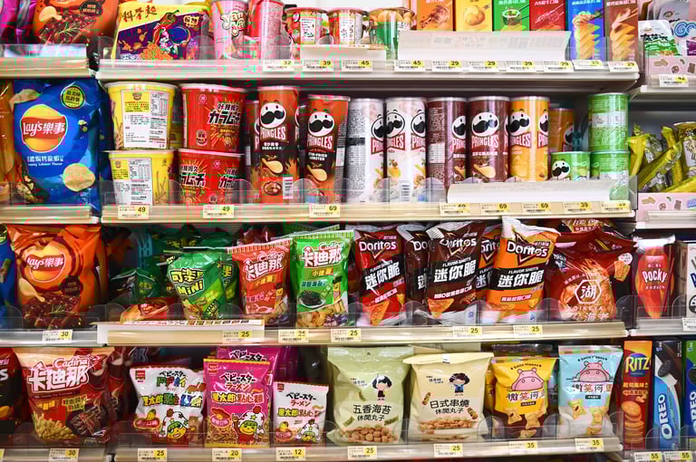 Snacks and chips selection